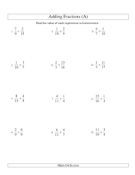 Fractions Worksheet Adding Fractions With Unlike Denominators And Mixed Fractions Results All Adding Fractions Fractions Worksheets Subtracting Fractions