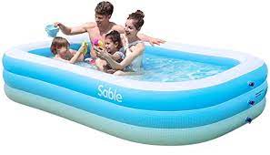 Amazon Com Sable Inflatable Pool Blow Up Kiddie Pool For Family Garden Outdoor Backyard 92 X 56 X In 2020 Kiddie Pool Inflatable Pool Inflatable Swimming Pool