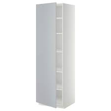 Metod Hochschrank Mit Einlegeboden Weiss Veddinge Grau Ikea Hochschrank Schrank Ikea