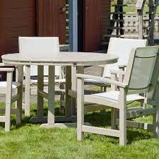 Polywood Coastal 4 Seat Round Dining Set In 2020 Outdoor Dining Set Patio Dining Set Round Dining Set