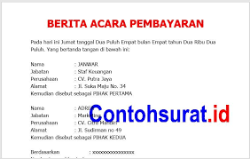 Contoh Berita Acara Pembayaran Berita Surat Tanggal