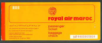 Royal air maroc est la compagnie nationale marocaine. Royal Air Maroc Passenger Ticket 1960s Royal Air Maroc Airline Tickets Airline