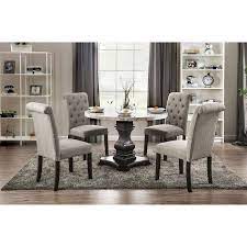 Removable table leaves provide you the additional space needed when unexpected dinner guests show up. Elfredo Dining Room Set W Light Gray Chairs By Furniture Of America Furniturepick