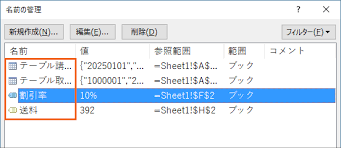 テーブル名に注目 Excel エクセル