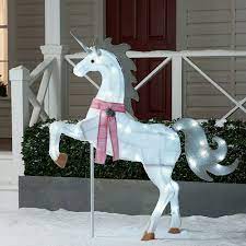 Led Lighted Twinkling Unicorn Christmas Decoration 52 Outdoor White Sculptur Outdoor Christmas Outdoor Christmas Decorations Yard Unicorn Christmas Decoration