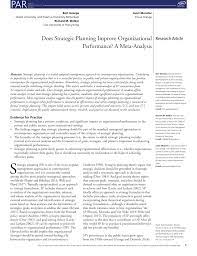 Pdf Does Strategic Planning Improve Organizational Performance A Meta Analysis