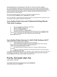 Simpati loop memang memberikan penawaran yang cukup menarik, yaitu biaya langganan 30 ribu per bulan maka pengguna akan mendapatkan kuota internet 3. Kode Daftar Paket Internet