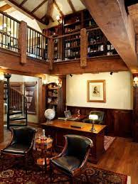 35 Ideas And Designs For Your Home Library Rustic Home Offices Home Library Design Home