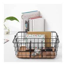 Pleja Panier En Fil Avec Poignee Noir 36x27x15 Cm Ikea Wire Baskets Wire Basket Decor Black Wire Basket
