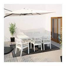 Angso Table 6 Chairs W Armrests Outdoor White Stained Stegon Beige Angso White Stained Stegon Beige Ikea Gartentisch Gartentisch Gartenmobel Weiss