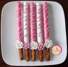 Tall Pretzels Rods Dipped In Pink And White Chocolate Decorated With Choco Chocolate Covered Pretzels Chocolate Covered Pretzel Rods Chocolate Dipped Pretzels