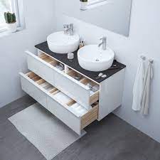 Godmorgon Meuble Lavabo 4tir Brillant Blanc 120x47x58 Cm Ikea Meuble Lavabo Lavabo A Poser Bathroom Vanity
