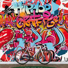 Hiphop Graffiti Wall Mural 300cm X 280cm Exhausted With Your Walls This Is An Easy Way To Change Your Home Graffiti Wallpaper Graffiti Wall Graffiti Art