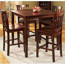 Walmart Counter Height 5 Piece Dining Set Walnut Finish Kitchen Table Settings Dining Table In Kitchen Counter Height Dining Sets