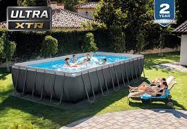 24ft X 12ft X 52in Ultra Xtr Frame Pool Set With Sand Filter Pump Saltwater System Above Ground Pool Rectangular Pool Easy Set Pools