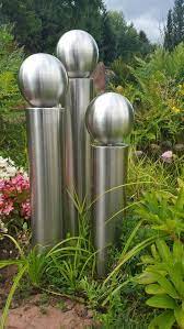 Edelstahl Saulen Set V2a Saule 40 50 60cm Mit 150mm Edelstahlkugel Garten Deko Garten Deko Deko Edelstahlkugeln
