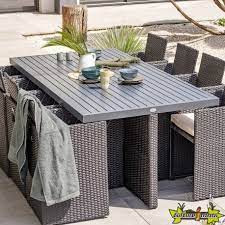 La table d'exterieur ultra solide en bois naturel, traité imputrescible très épais, presque 4cm, fabriquée dans le nord de l'europe, s'harmonise parfaitement au jardin. Dcb Salon De Jardin 8 Places Encastrable Plateau Aluminium Noir Dcb Garden 1 159 00 Culture Indoor
