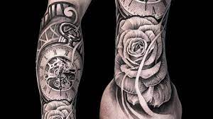 Personally i admire rose and clock tattoos on back neck (especially on girls) but one can also try side neck rose tattoos as show in this image. Realistic Shading Tattoo Rose And Clock Youtube
