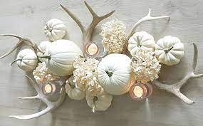 Sydne Style Shows Chic Fall Decor Ideas With White Pumpkins Decor Pumpkins Fall Halloween Centerpiece Chic Halloween Decor Chic Halloween Fall Decor