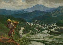 Fernando Amorsolo Baguio Rice Terraces 1944 Filipino Art Painting Philippine Art