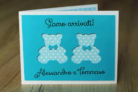 Biglietto Annuncio Nascita O Battesimo Per Due Gemelli Biglietto Di Invito Biglietti Di Auguri Annuncio Nascita