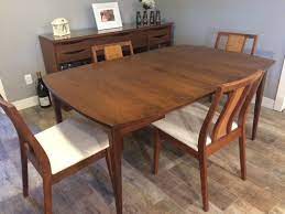 1960 S Walnut Mid Century Modern Dining Table Leaf Chairs Hibriten Midcentury Modern Dining Table Modern Dining Table Dining Table