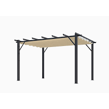 La tonnelle de jardin est idéale pour les réceptions familiales, les fêtes de jardin et de voisinage afin de passer des moments conviviaux. Pergola 100 Aluminium Gris Anthracite Toile Ecru Maison Et Loisirs E Leclerc