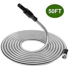 Finether Gartenschlauch Flex Schlauch Edelstahlschlauch 50ft 15m Verstellbar Wasserschlauch Gartenteichschla Gartenschlauch Wasserschlauch Gartenbewasserung