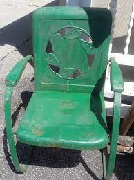 Logan Vintage Metal Chair With A Spring Steel Frame See History At Www Midcenturymetalchairs C Vintage Metal Chairs Old Metal Chairs Vintage Outdoor Furniture