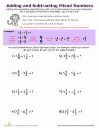 Adding And Subtracting Mixed Numbers Worksheet Education Com Subtract Mixed Numbers Fractions Adding And Subtracting