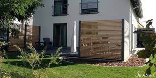 Sichtschutz Zaun Holz Anthrazit Metall Larche Modern Stahlzart Anthrazit Holz Larche Metall Modern Sichtschutz S Backyard Pergola Privacy Fence