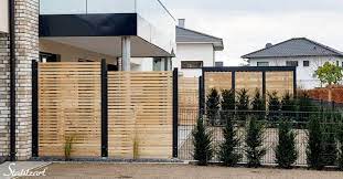 Sichtschutz Zaun Holz Larche Metall Anthrazit Modern Stahlzart Zaune Holz Sichtschutzzaun Holz Zaun Garten