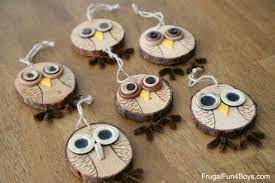 Wood Slice Owl Ornaments Frugal Fun For Boys And Girls Owl Ornament Wood Slice Crafts Christmas Wood