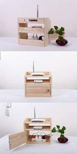 Wooden Desk Organizer Wifi Router Storage Box Shelf Cable Holder Cord Outlet Board Container Wi Wooden Desk Organizer Desk Organization Diy Home Office Storage