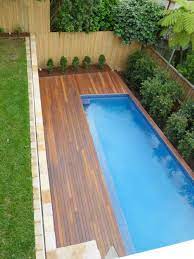 Like The Color Of The Deck A The Shape Of Pool Small Backyard Pools Swimming Pools Backyard Pool Houses