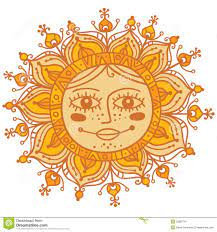 Decorative Sun With Human Face Risunki V Yarkih Tonah Solnce