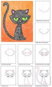 How To Draw A Cartoon Black Cat Art Projects For Kids Black Cat Art Kids Art Projects Black Cat Drawing