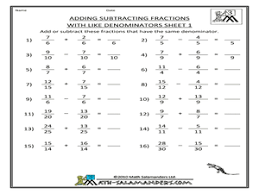 Adding Subtracting Fractions With Like Denominators Sheet 1 3rd 4th Grade Workshe Adding And Subtracting Fractions Adding Fractions Free Fraction Worksheets