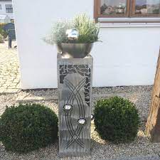 Edelstahl Gartendeko Gartensaule Mit Pflanzschale Ebay Garten Deko Rost Deko Garten Pflanzschale
