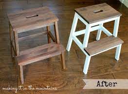 A Quick And Easy Ikea Step Stool Makeover Stool Makeover Ikea Step Stool Ikea Stool