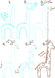 Big Guide To Drawing Cartoon Giraffes With Basic Shapes For Kids How To Draw Step By Step Drawing Tutorials Shapes For Kids Drawing Tutorial Cartoon Giraffe