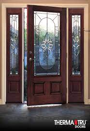 3 4 Lite 2 Panel Fiberglass Exterior Door With Decorative Glass By Therma Tru Glass Front Entry Doors Front Entry Doors Entry Door With Sidelights