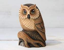 Carved Owl Ornament Owl Lover Gift Christmas Ornaments Wood Carving Christmas Tree Toy Bird Ornaments Wooden Owl Figurine Woodcarving Owl In 2021 Owl Lover Gifts Unique Wood Carving Wooden Owl