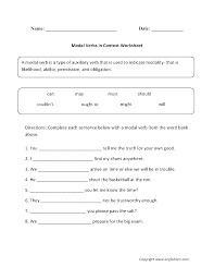 Modal Verbs Worksheets Verb Worksheets Verb Modal Auxiliaries