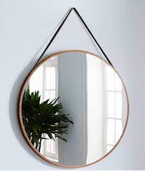 Round Modern Hanging 36 Mirror W Faux Leather Strap Hanging Mirror Living Room Mirrors Round Hanging Mirror
