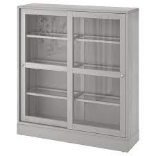Havsta Vitrine Mit Sockel Grau Klarglas Ikea Osterreich In 2020 Glass Cabinet Doors Ikea Glass Door