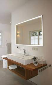 Open Oak Vanity With Illuminated Mirror Bathroom Ideas Badezimmer Einrichtung Bad Einrichten Waschtisch