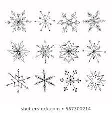 Hand Drawn Doodle Snowflakes Set Snowflakes Drawing Christmas Doodles Snow Flake Tattoo