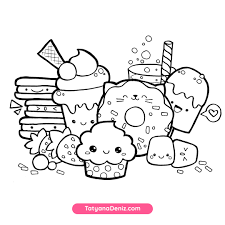 Get crafts, coloring pages, lessons, and more! Kawaii Sweets Doodle Free Coloring Page Printalbe Pdf