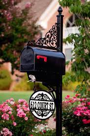 Standard Decorative Mailbox 2 Sided Hanging Name Address Sign With Newspaper Holder On 2 Steel Post Newspaper Holder Mailbox Custom Business Signs